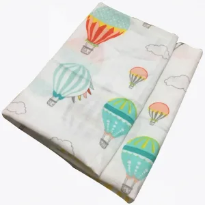 Couverture emmaillotage bébé Montgolfière coton biologique nouveau-né bavoir foulard fichu jusqu'à 36 mois 4 saisons 60 x 60 cm