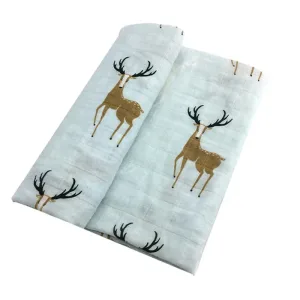 Couverture emmaillotage bébé Cerf coton biologique nouveau-né bavoir foulard fichu jusqu'à 36 mois 4 saisons 60 x 60 cm