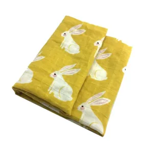 Couverture emmaillotage bébé Lapin coton biologique nouveau-né bavoir foulard fichu jusqu'à 36 mois 4 saisons 60 x 60 cm