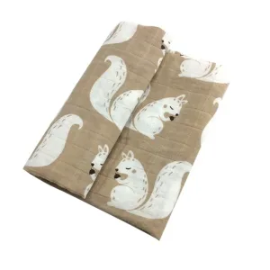 Couverture emmaillotage bébé Ecureuil coton biologique nouveau-né bavoir foulard fichu jusqu'à 36 mois 4 saisons 60 x 60 cm
