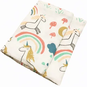 Couverture emmaillotage bébé Licorne coton biologique nouveau-né bavoir foulard fichu jusqu'à 36 mois 4 saisons 60 x 60 cm
