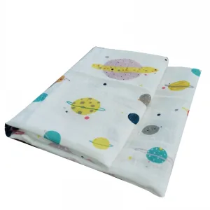 Couverture emmaillotage bébé Saturne coton biologique nouveau-né bavoir foulard fichu jusqu'à 36 mois 4 saisons 60 x 60 cm