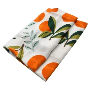 Couverture emmaillotage bébé Orange coton biologique nouveau-né bavoir foulard fichu jusqu'à 36 mois 4 saisons 60 x 60 cm