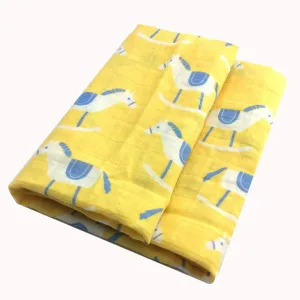 Couverture emmaillotage bébé Cheval coton biologique nouveau-né bavoir foulard fichu jusqu'à 36 mois 4 saisons 60 x 60 cm