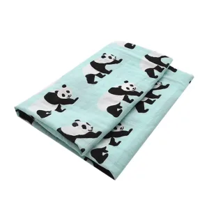Couverture emmaillotage bébé Panda coton biologique nouveau-né bavoir foulard fichu jusqu'à 36 mois 4 saisons 60 x 60 cm