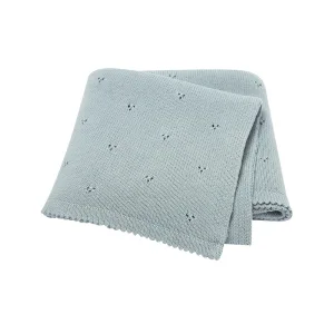 Couverture douce bébé bleu 90 x 70 cm en coton doux sain respirant pour lit bebe et poussette