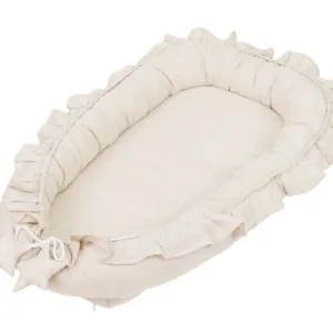 Nid de bébé en coton reducteur de lit bebe portable Bumper naissance à 36 mois 95 x 60 cm- couleur beige