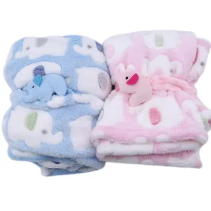 Couverture nid d'ange bebe polaire en forme d'éléphant 100 x 80 cm