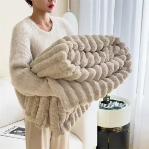 Couverture bebe chaude 200 x 230 cm en velours imitation laine d'agneau