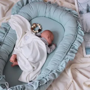 Nid de bébé en coton reducteur de lit bebe portable Bumper naissance à 36 mois 95 x 60 cm- couleur turquoise